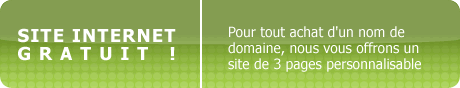 Site internet gratuit de 3 pages pour achat d'un nom de domaine